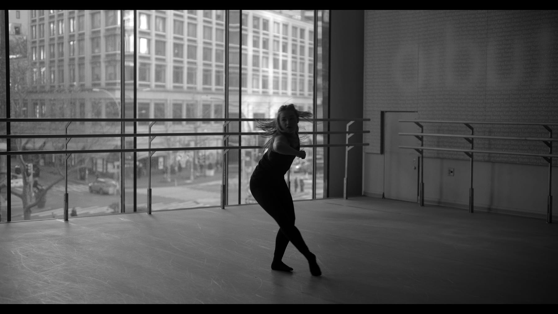 Crawford mid-movement, black and white